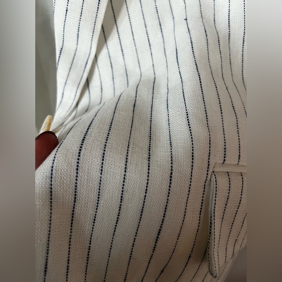 NWT Linen Mango White Pinstripe Blazer - Picture 6 of 7